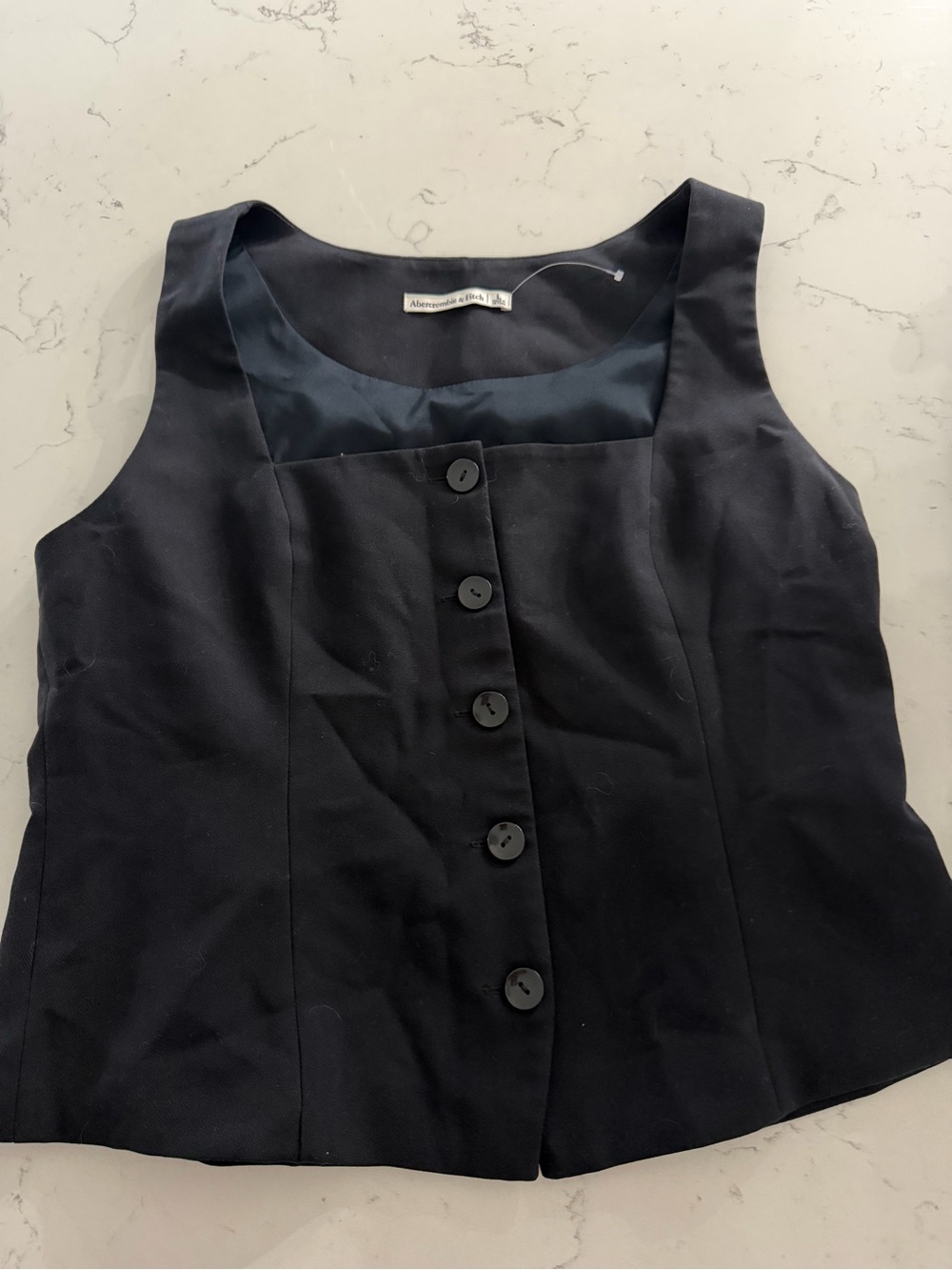 Abercrombie & Fitch Black Button-Front Sleeveless Blouse
